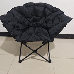 Outdoor Oversized Leisure Folding Sofa Moon Saucer Portable Camping metal folding chair  for Adults Padded Cushion