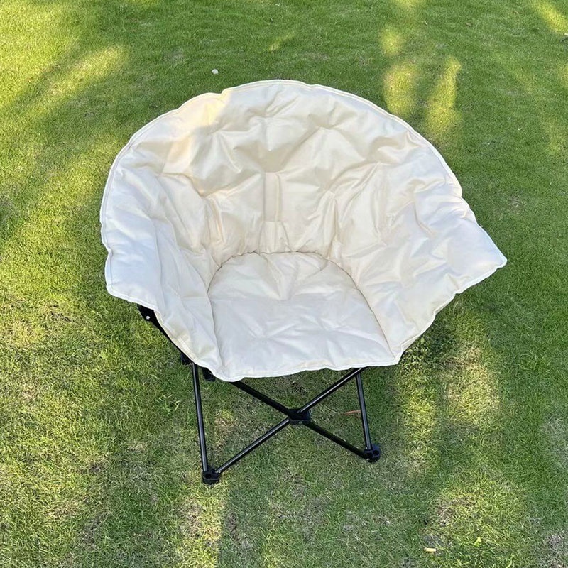 Outdoor Oversized Leisure Folding Sofa Moon Saucer Portable Camping metal folding chair  for Adults Padded Cushion