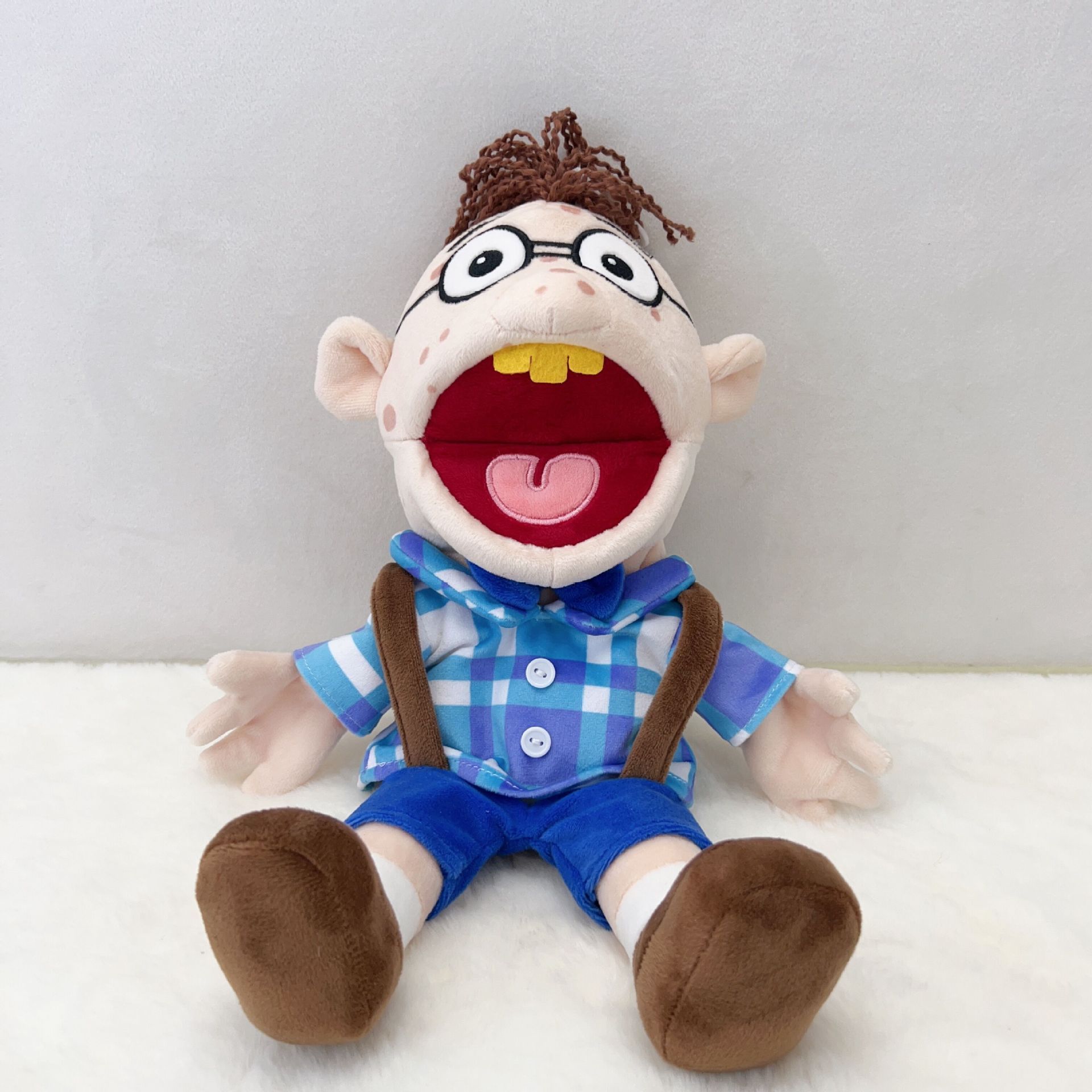 Large Jeff Boy Hand Puppet Children Soft Doll Talk Show Party Props Christmas Doll Puppet Kids Gift