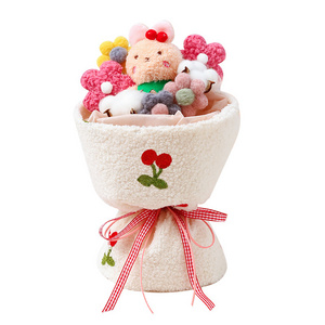 Cute Bear Graduation Bouquet Handmade Bunny Plush Flower Bouquets Wedding Valentine Mothers' Day Birthday Gifts