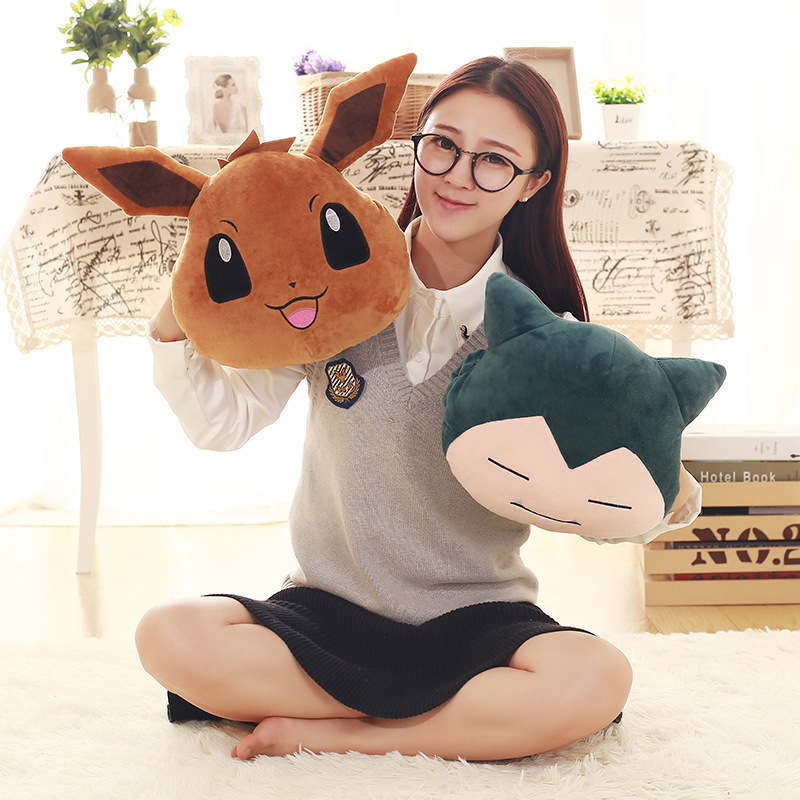 Pokemoned Pikachu Snorlax Eevee Plush Toys Pillow Cartoon Psyduck Jigglypuff Chikorita Plush Doll Hand Warmer Pillow Kids Gifts