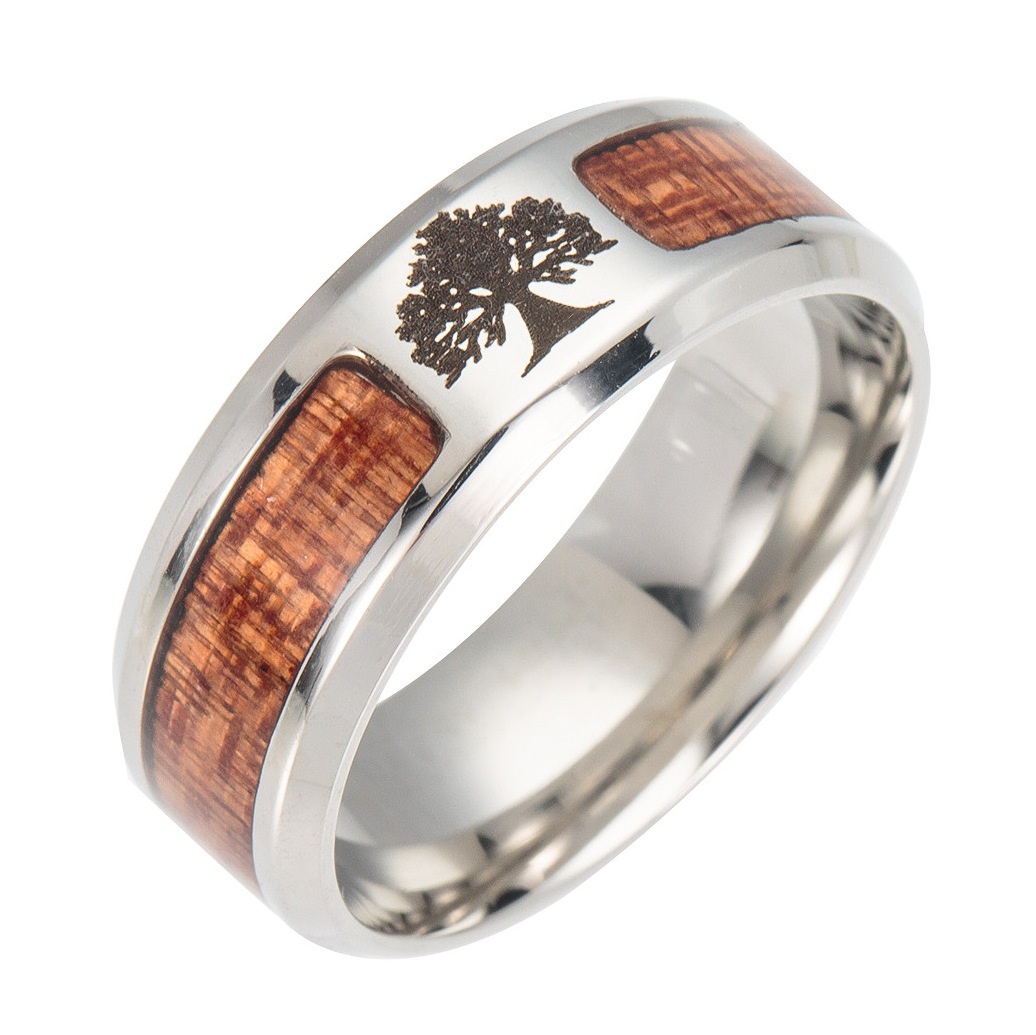 Custom Stainless Steel Zebra Wood Arrows Inlay Tungsten Wedding Rings Antler Vikings Hunting Bands or Ring for Men Women