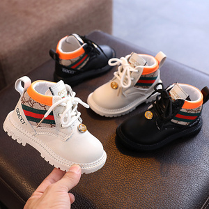 Children's Shoes Martin Boots Casual Shoes Boys Boots Leather Boots Student Shoes Soft Sole Stock New Fashion Color Stripe