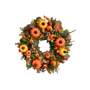 Wholesale Harvest Festival Pumpkin Simulation Wreath Hanging Ornaments Autumn Outdoor Decorations