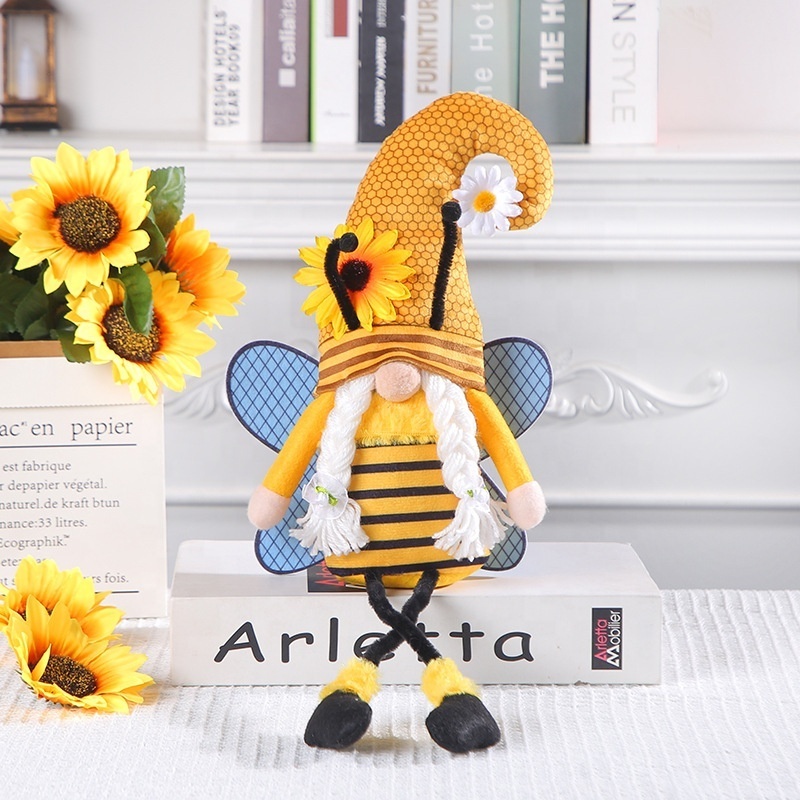 Manufacturer Direct Sale Bee Festival Wings Gnome Long Legs Faceless Dwarf Doll Scene Ornaments