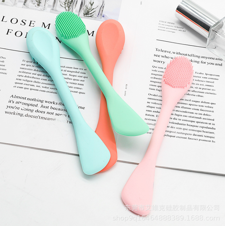 2 In 1Double Side Facial Clean Brush Soft Silicone DIY Mask Mud Mixing Brush Skin Face Care Tools