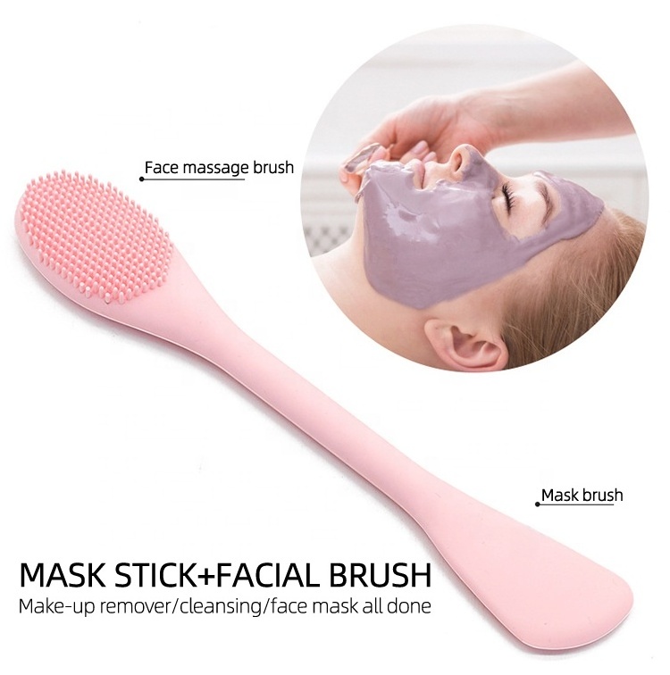 2 In 1Double Side Facial Clean Brush Soft Silicone DIY Mask Mud Mixing Brush Skin Face Care Tools