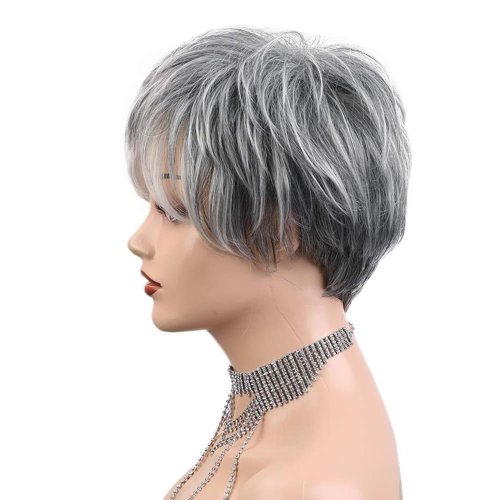 Wholesale sales hair silver elf wig head horse Brazilian virgin short hair elf cut g machine for white women wigs