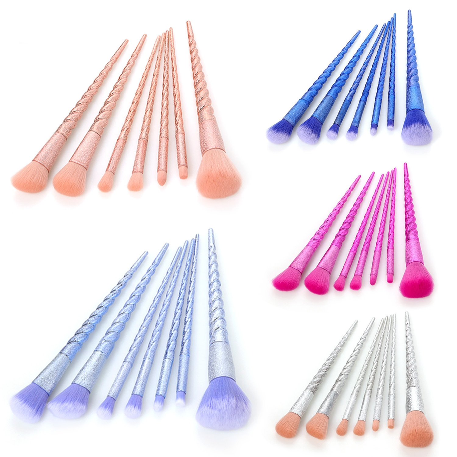 7Pcs Matte Handle  Makeup Brush Set UnicornFoundation Powder Eye shadow  Cosmetic Make up Brushes Kit