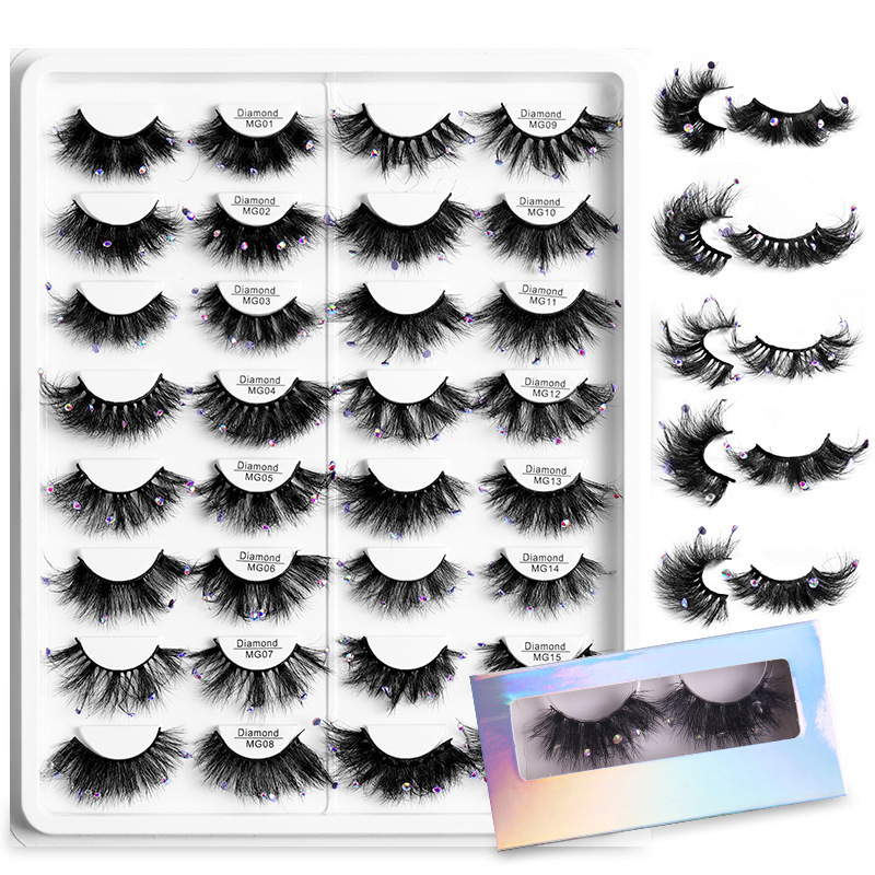 2022 Wholesale Custom Eye Lashes With Private Label Packaging For Glitter Faux Mink Eyelashes Colorful Diamond Eyelash