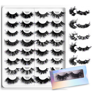 2022 Wholesale Custom Eye Lashes With Private Label Packaging For Glitter Faux Mink Eyelashes Colorful Diamond Eyelash