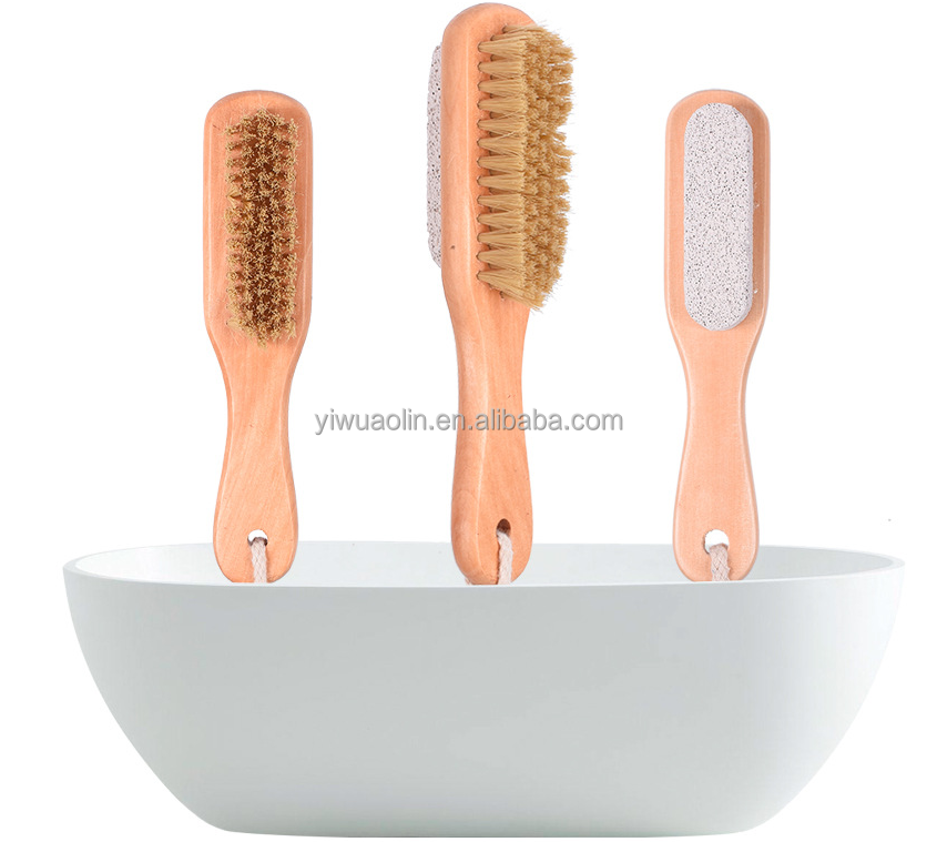 Bath Brush Double Side Feet File Massage Foot Care Spa Foot Massager Boar Bristle Foot Whet Stone Eco Friendly Natural Body