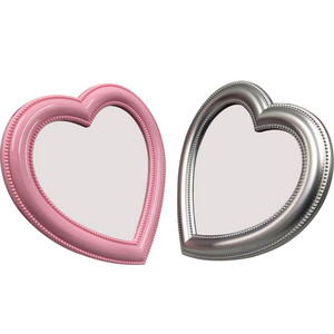 Girly Series Pink Heart Shape Desktop Makeup Mirror Princess Mirror Wall Mirror Daily Cosmetic Tools