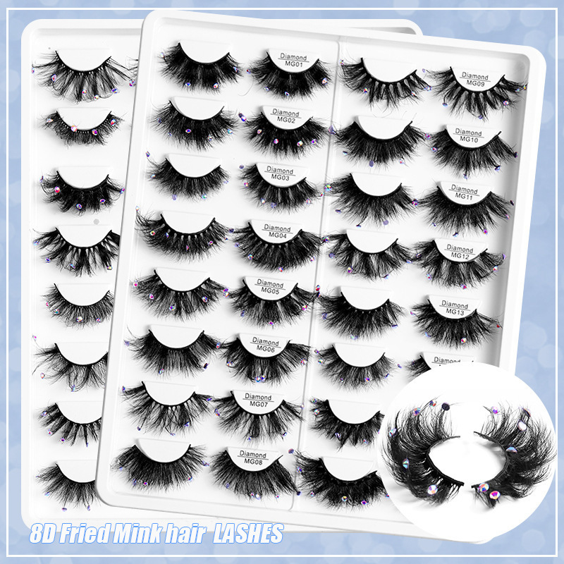 2022 Wholesale Custom Eye Lashes With Private Label Packaging For Glitter Faux Mink Eyelashes Colorful Diamond Eyelash