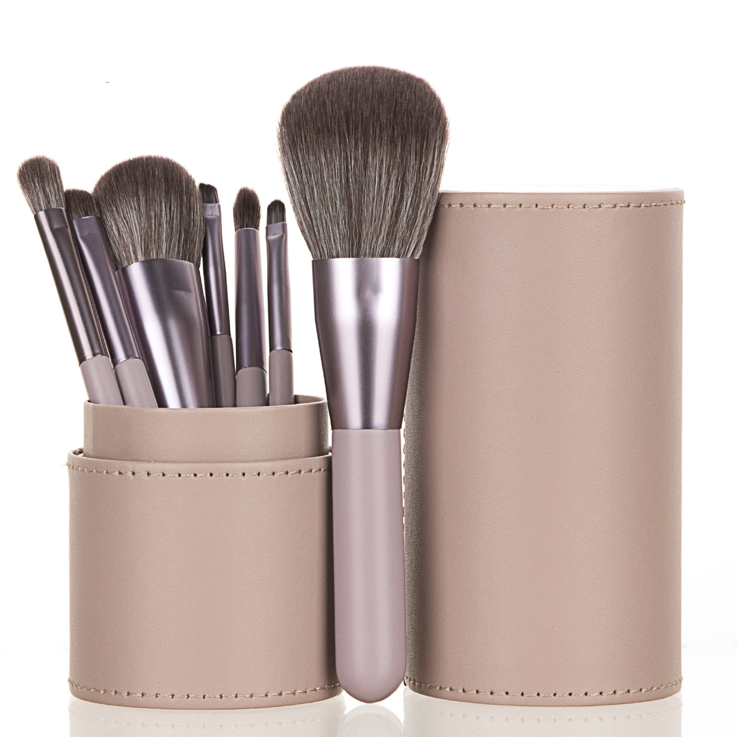 7Pcs  Wood Handle  Makeup Brush Set With PU Holder Foundation Powder Eye shadow  Cosmetic Make up Brushes Kit