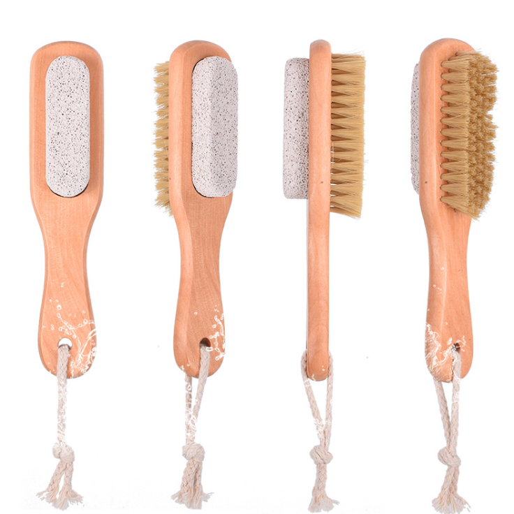 Bath Brush Double Side Feet File Massage Foot Care Spa Foot Massager Boar Bristle Foot Whet Stone Eco Friendly Natural Body