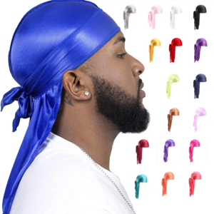 Solid Sport Silk Durag African Men Women's Long Tie Head Wrap Long Tail Silky Soft Stretchable Satin Headwrap Du rags