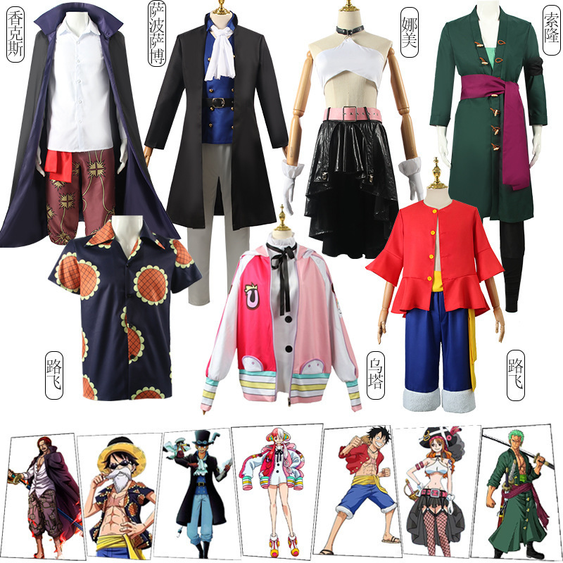 Anime Cosplay Uta Red Long Uniform Dress Suit  Red Nami Roronoa Zoro Costume Halloween Party Role Play Outfit Full Set