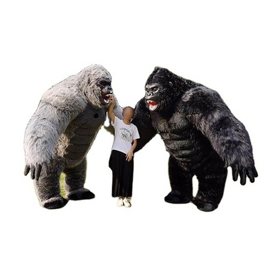 2.6m Inflatable King Kong Costume for Adult Halloween Plush Furry Gorilla Mascot