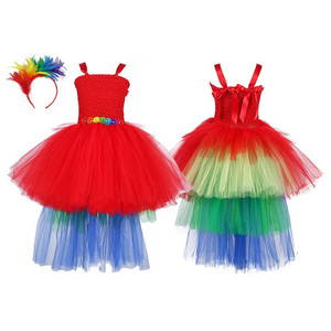 Girl Summer Flower Rainbow Girl Dress Bustle Tutu Dress Girls Rainbow Birthday Party Photo Dresses