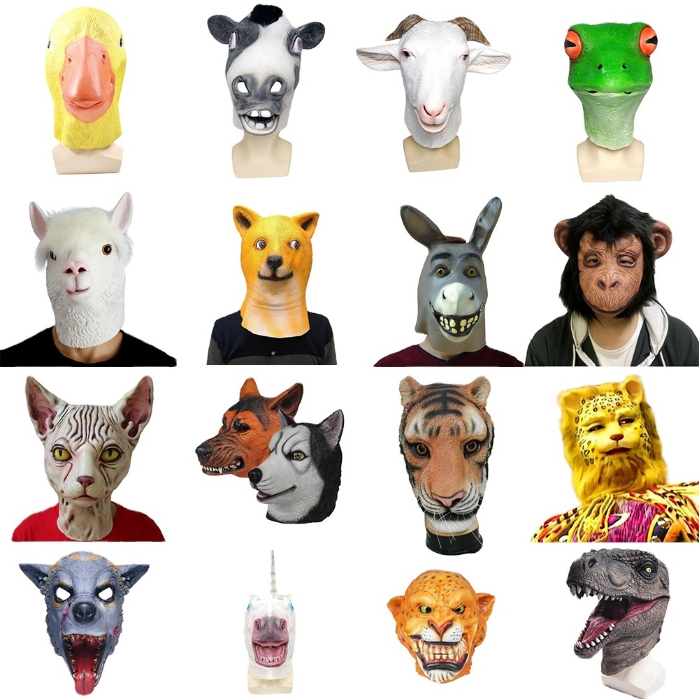 26 Designs Party Animal Mask Costume Novelty Halloween Costume Party Latex Animal Head Mask