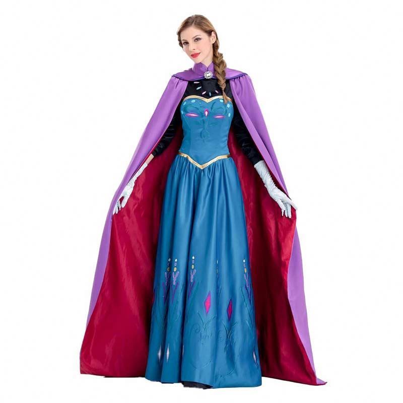 women dress 2022 Women's Princess Anna Adult Elsa Costume With Cloak Gloves SZAC-003