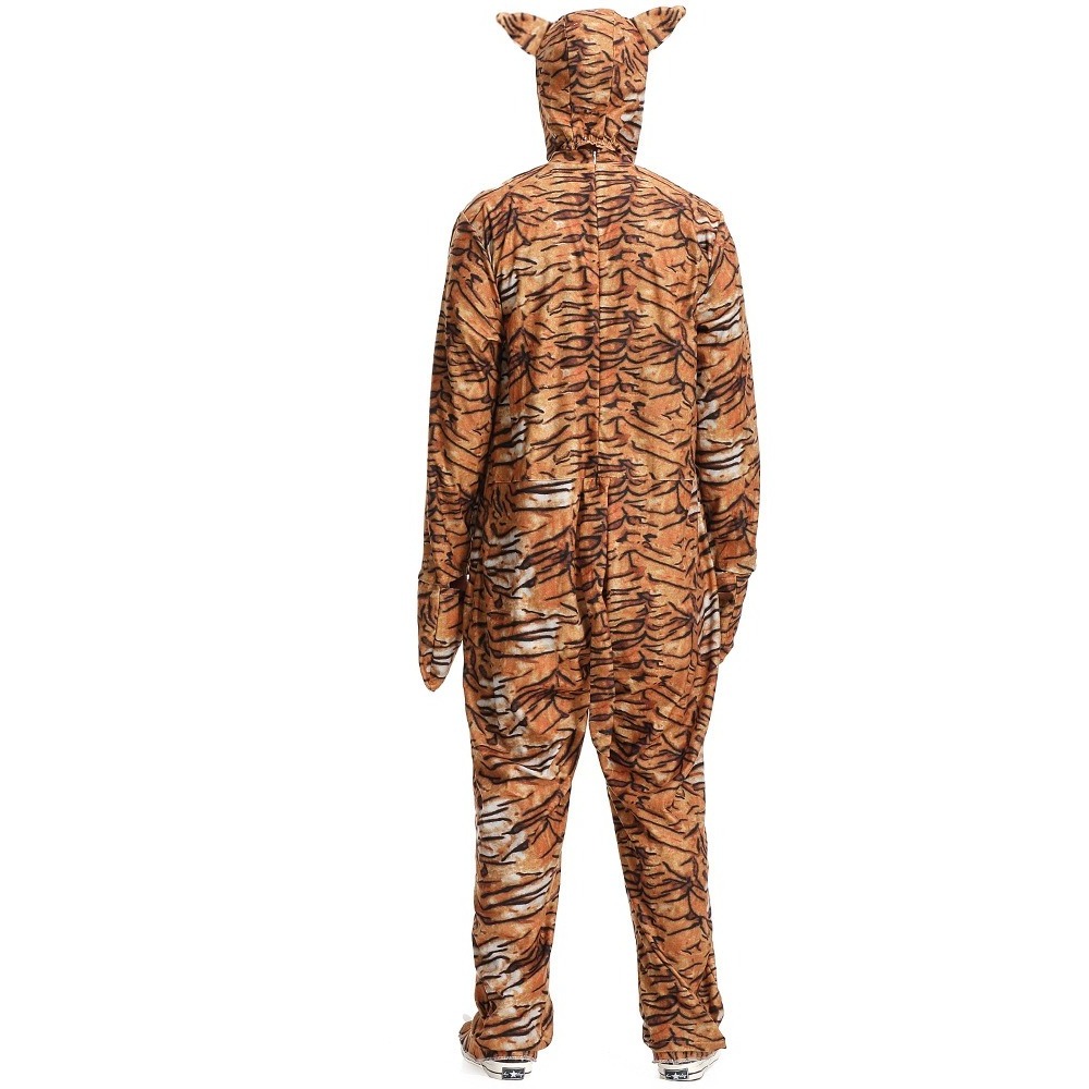 2024 New Arrival Dress Up  Brown Stripe Tiger Jumpsuit Animal Tiger Costume For Adults