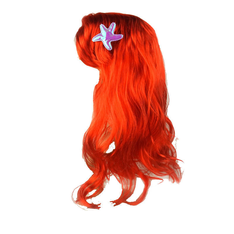 Princess Girls Anna Elsa Cosplay Wig Kids Ariel Red Wig Jasmine Rapunzel Belle Hair Accessories(No return or exchange)