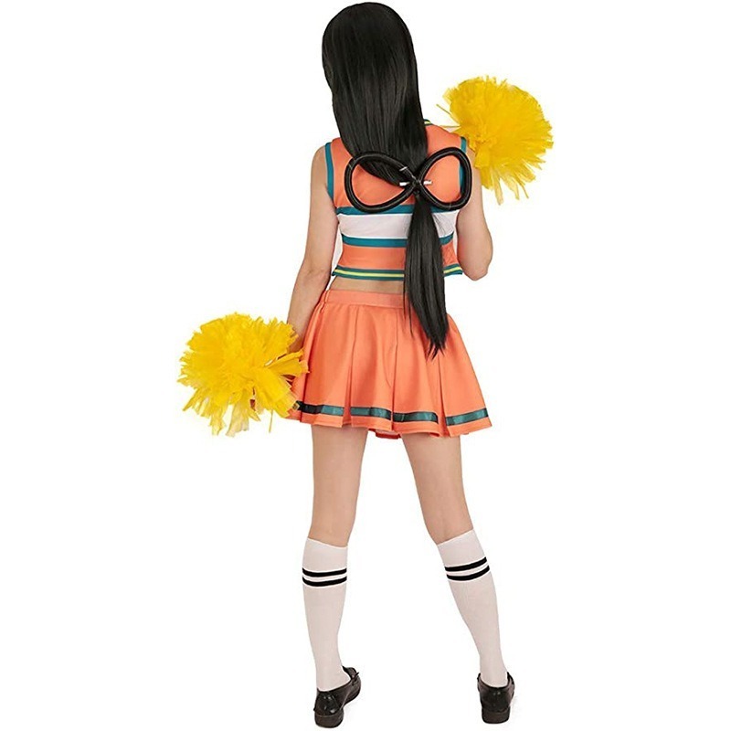 BAIGE Youth Cheerleading Uniforms 2Pcs Cheerleaders Crop And Skirts Set Schoolgirl Sportswear Orange Cheerleading Outfit