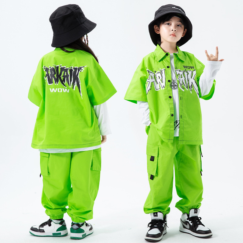 Korean Top Pants Vest Jazz Suits Children Hiphop Street Dance Clothes Boys Girls Hip Hop Costumes Kids Performance Street Outfit