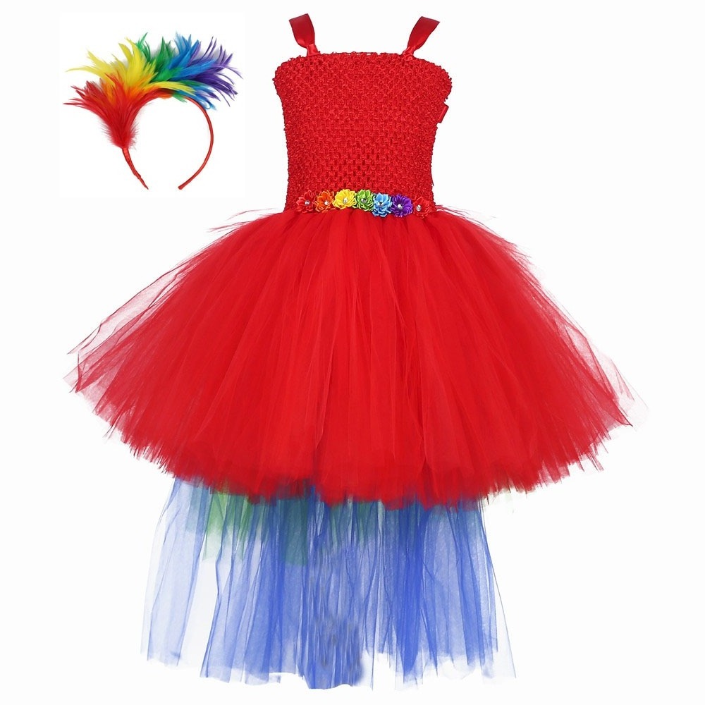 Girl Summer Flower Rainbow Girl Dress Bustle Tutu Dress Girls Rainbow Birthday Party Photo Dresses