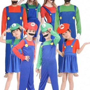 Super Mario Clothes Adults and Kids Mario Family Bros Cosplay Costume Set Children Gift Halloween Party MARIO & LUIGI Clothes