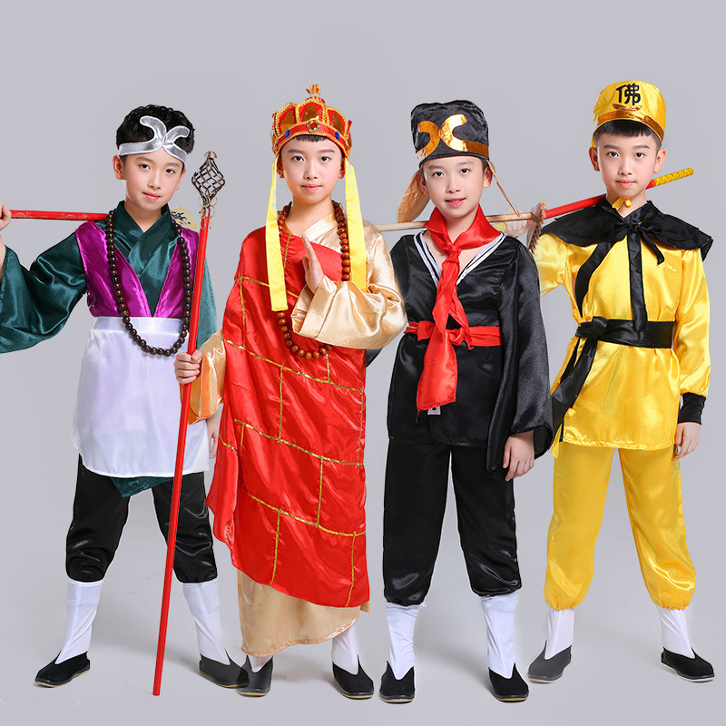 Children's Journey to the West  Costumes for Four People Tang Monk Sun Wukong Pig Bajie Performance  Costumes Beauty Monkey King