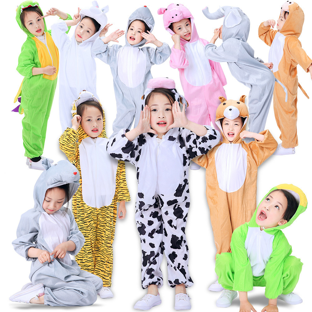 2022 Cute Animal Cow Cat Dog sleeping cartoon clothes spring and autumn Children jumpsuit Perform Costume