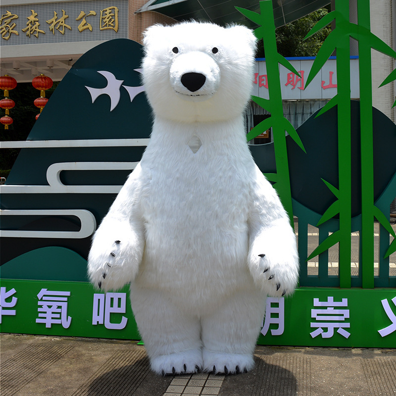 2023 Best Selling CE 2m/2.6m/3m White Inflatable Polar Bear And Panda Mascot Costumes Walking Cartoon Bear Costume For Christmas