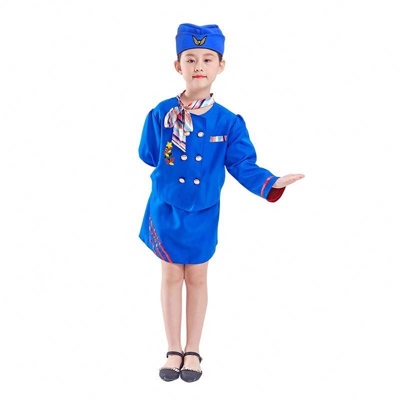 Carnival Party Costume Kids Girls Halloween Flight Attendant Airline Stewardess Costume HCBC-023