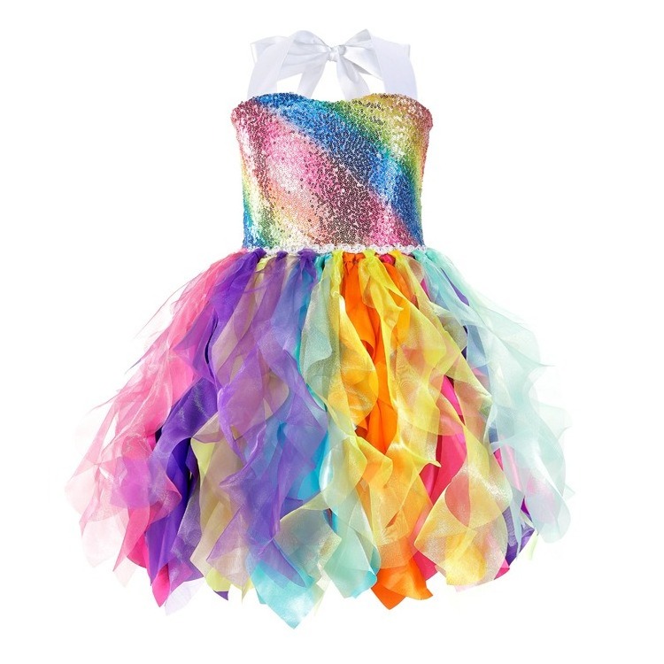 Baige 2024 Tutu Dress for Girls Sparkly Sequin Princess Costume Birthday Party Prom Outfit