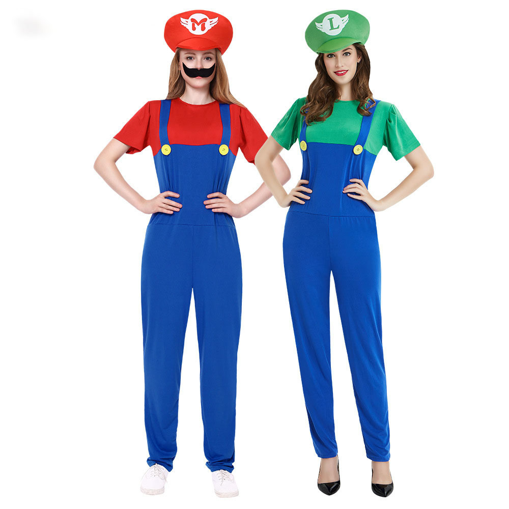 2023 Super mario & Luigi fancy dress costumes red and green panty cosplay women clothes for halloween and carnival party