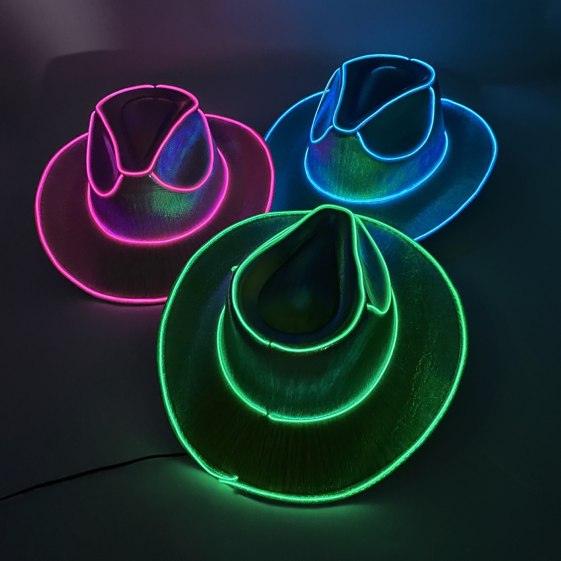 Flashing Bling Lights Light Up Iridescent Pink Space Cowgirl Hat Light Up Cowboy Hat