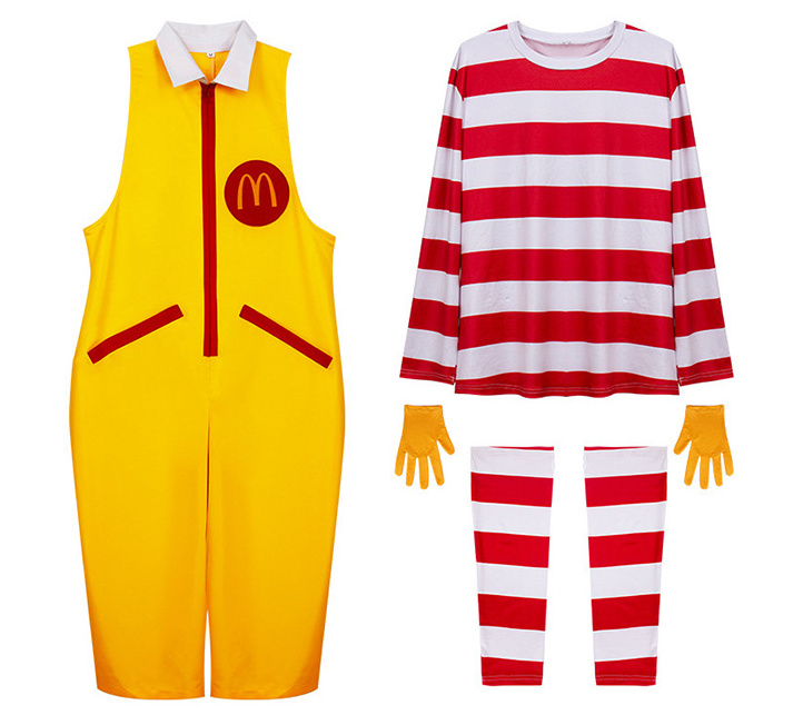 BAIGE Adult McDonald Cosplay costume For masquerade Party Clown Character Costume