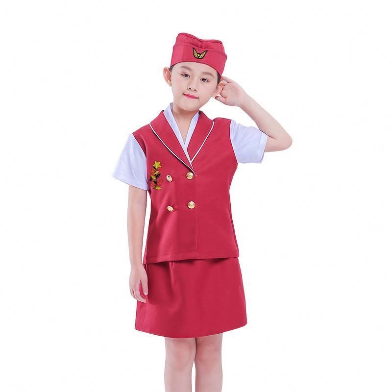 Carnival Party Costume Kids Girls Halloween Flight Attendant Airline Stewardess Costume HCBC-023