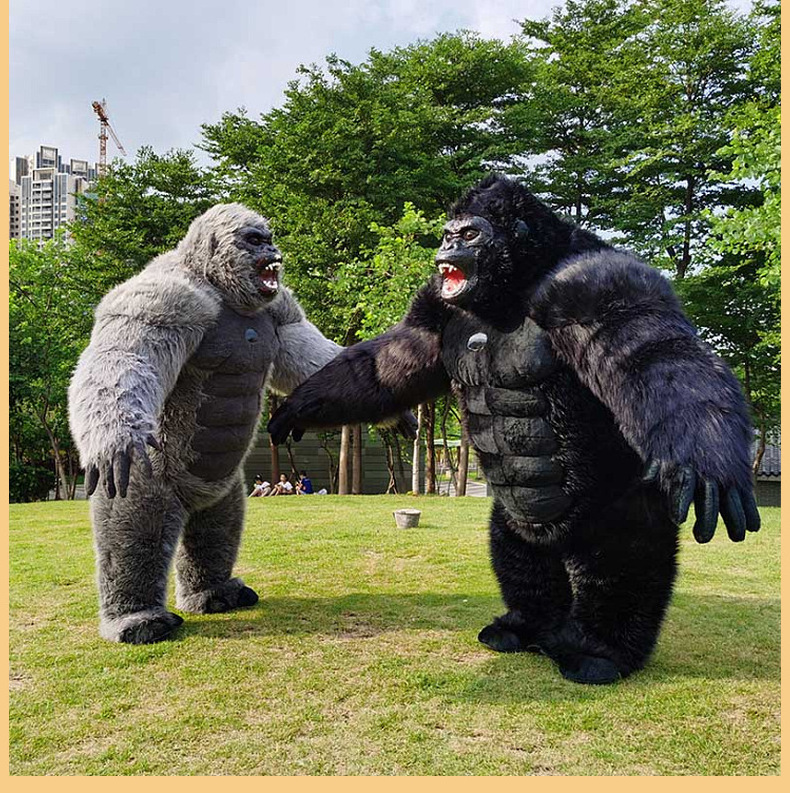 2.6m Inflatable King Kong Costume for Adult Halloween Plush Furry Gorilla Mascot