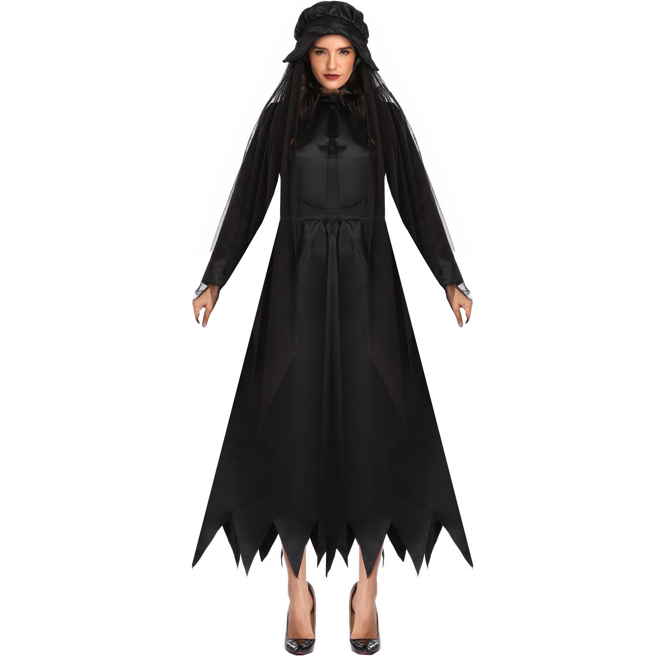 Halloween Ghost Bride Costume Adult Woman Black Female Uniform Dark Vampire Masquerade Costume