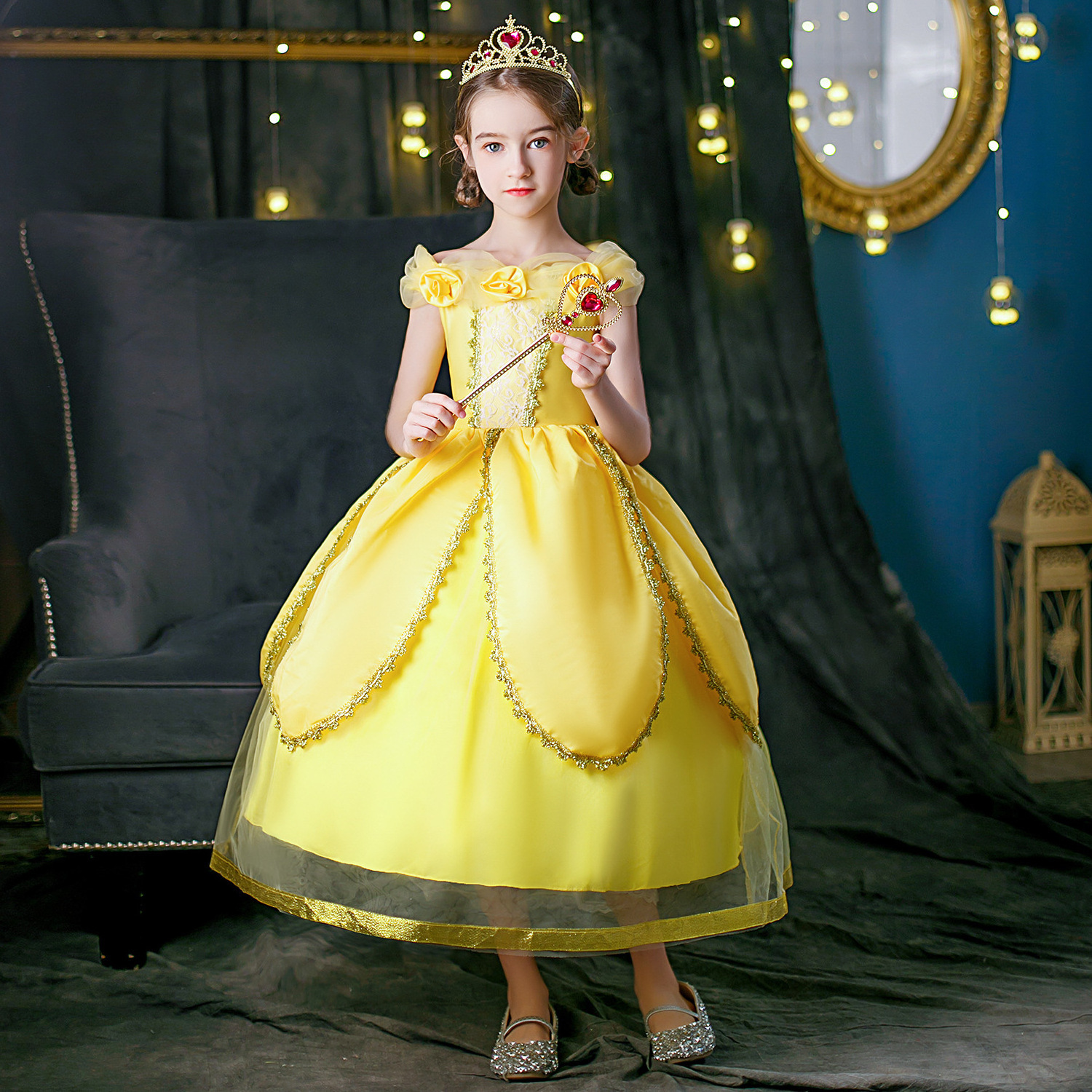 2024  princess role play costume kids girl TV movie costume for Halloween Christmas Party Dresses