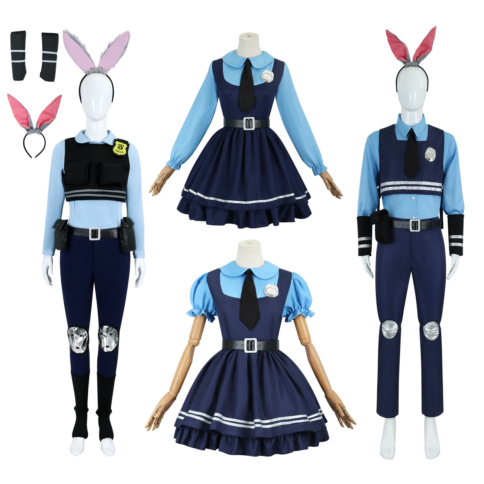 BAIGE  Cosplay Dress for Women Cosplay Anime Judy  Dress Cartoon Joint Style Dress Cosplay Maid Rabbit Cloth