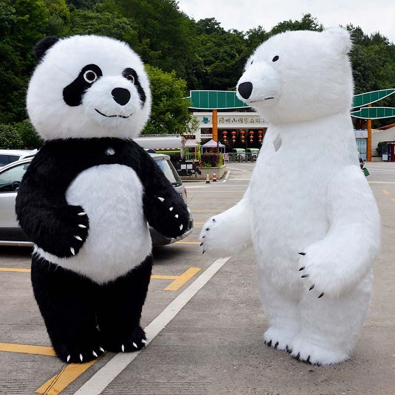 2023 Best Selling CE 2m/2.6m/3m White Inflatable Polar Bear And Panda Mascot Costumes Walking Cartoon Bear Costume For Christmas