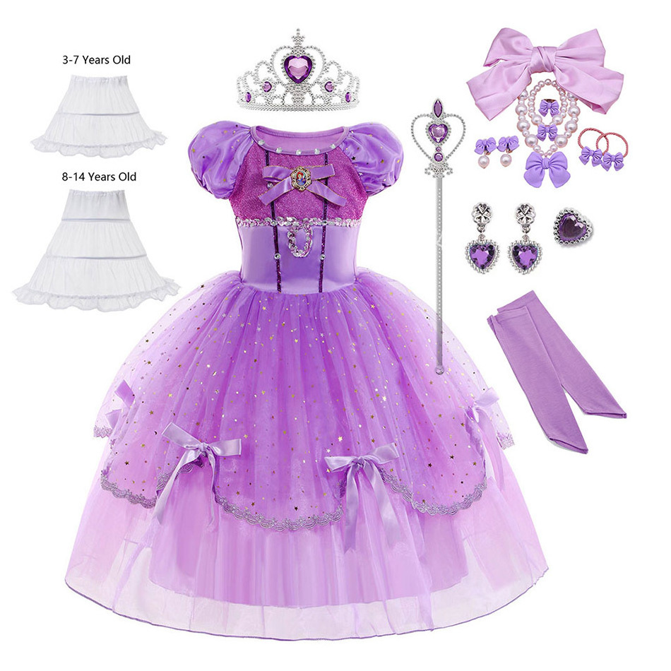 Anna Elsa Princess Costumes For Kids Halloween Christmas Party Cosplay Snow Queen Fancy Dresses Girls Snowflake Prom Gown