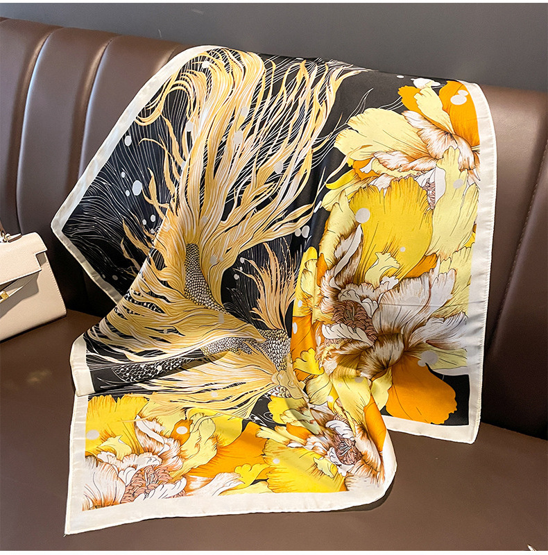 Floral Printed Silk Scarf For Women Fashion Kerchief Small Neck Scarves Female 70*70cm Luxury Head Satin Scarfs