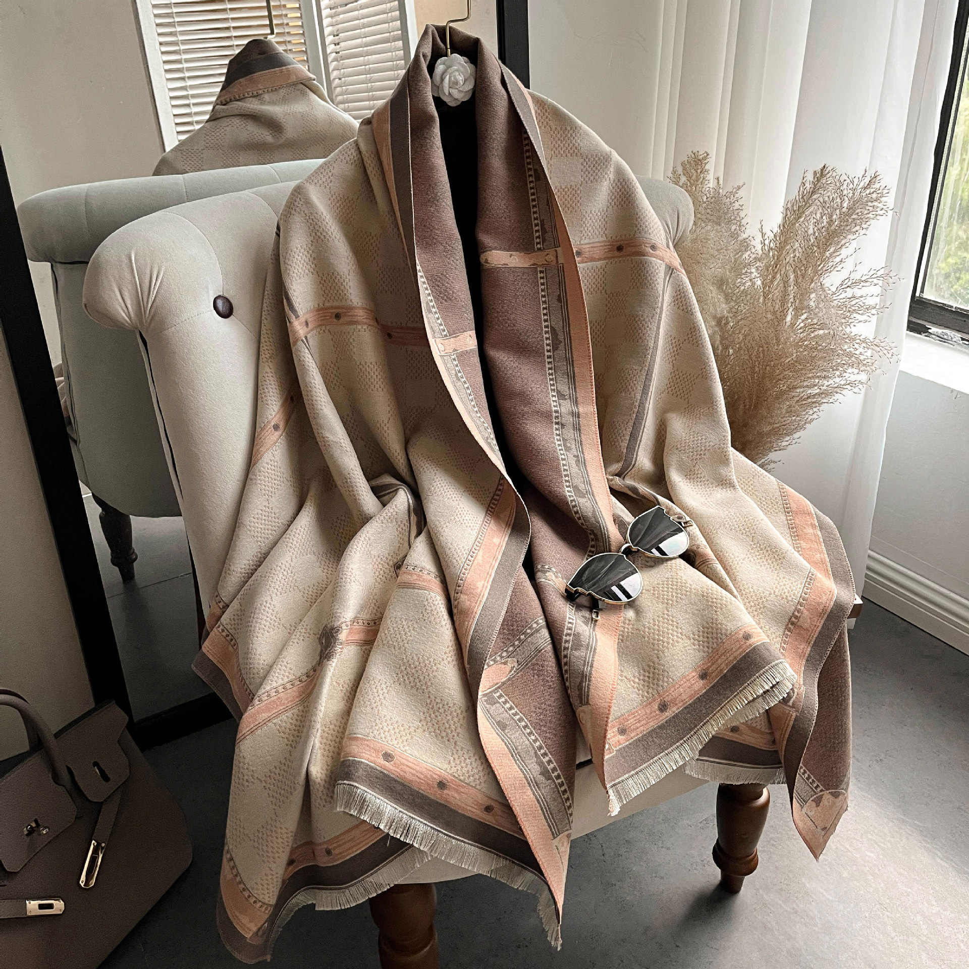 Cashmere Scarf Women Luxury Designer Plaid Tartan Blanket Poncho With Tassels Winter Warm Pashmina Cape Wraps Shawls Shawls