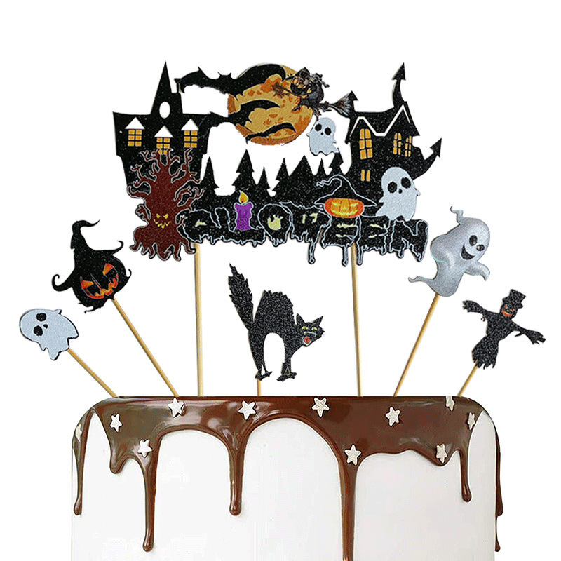 Halloween cake topper party decoration supplies witch bat cake decoration topper set